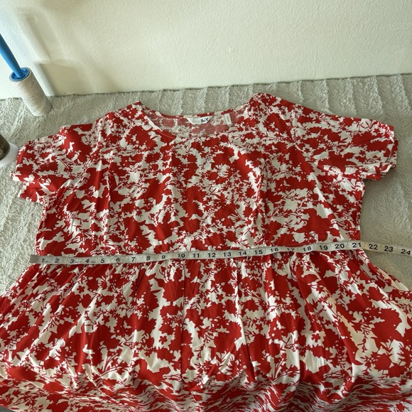 New Labelbe Red Floral Dress Womens US 16 Viscose Short Sleeve Bohemian Label Be - Picture 10 of 11